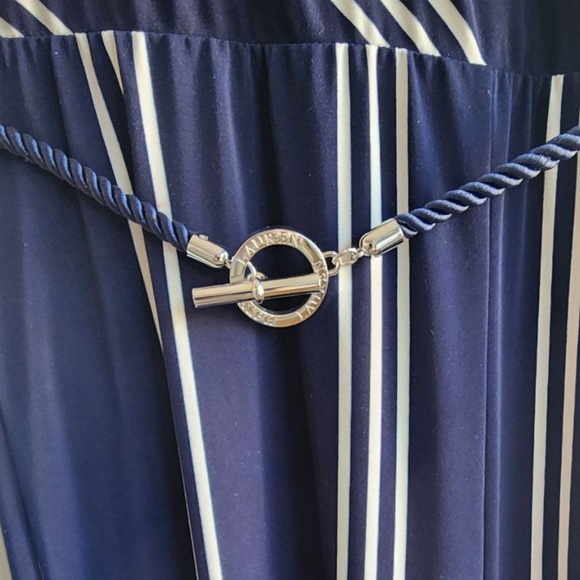 Ralph Lauren Many and White striped jumpsuit with belt sleeveless Medium - Picture 6 of 12